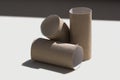 Cartons of the finished paper rolls on a table