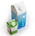 Cartons of pasteurized milk and fermented milk product on a white background