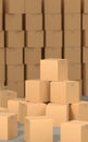 Cartons stacked together, factory warehouse, 3d rendering