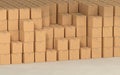 Cartons stacked together, factory warehouse, 3d rendering