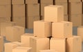 Cartons stacked together, factory warehouse, 3d rendering