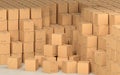 Cartons stacked together, factory warehouse, 3d rendering
