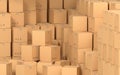 Cartons stacked together, factory warehouse, 3d rendering