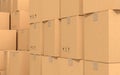 Cartons stacked together, factory warehouse, 3d rendering