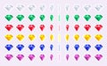 Cartoon abstract precious gemstones rotating. Animation sprite sheet isolated on white background