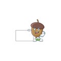 Cartoon acorn seed with grinning with board character shape