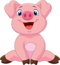 Cartoon adorable baby pig Royalty Free Stock Photo