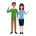 Cartoon adult couple standing icon, flat design