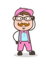 Cartoon Adult Man with Specs Vector Illustration