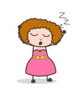 Cartoon Adult Woman Yawning and Sleeping Face Vector