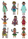 Cartoon Africa Indigenous icons