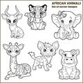 Cartoon african animals, set of funny images Royalty Free Stock Photo