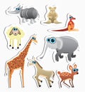 Cartoon african australian funny zoo animals stickers