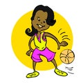 Cartoon of african,latino, indian, Basketball girls Royalty Free Stock Photo