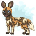 Cartoon African wild dog on white background Royalty Free Stock Photo