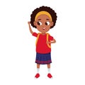 Cartoon afro girl with backpack