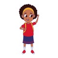 Cartoon afro girl with backpack