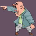 Cartoon of an aggressive bald man in a suit yells menacingly Royalty Free Stock Photo