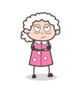 Cartoon Aggressive Granny Face Expression Vector Illustration Royalty Free Stock Photo