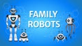 Cartoon AI robots. Science and artificial intelligence. Futuristic banner with computer innovation android chatbot