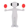 Cartoon Air Traffic Controller with Red Paddles