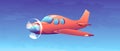 cartoon airplane flying on blue sky background Royalty Free Stock Photo