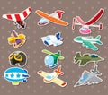 Cartoon airplane stickers Royalty Free Stock Photo