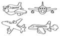 Cartoon Airplane Vector Line Art Illustration Royalty Free Stock Photo