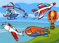 cartoon airplanes and aircraft vehicles characters group