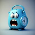 Cartoon Alarm Clock Angry Character Illustration Using Generative AI Royalty Free Stock Photo