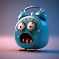 Cartoon Alarm Clock Angry Character Illustration Using Generative AI Royalty Free Stock Photo