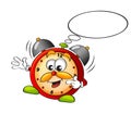 Cartoon alarm clock with speech bubble