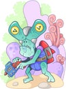 Cartoon alien from outer space, funny illustration