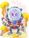 Cartoon alien from outer space, funny illustration