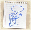 Cartoon alien on paper note, vector illustration Royalty Free Stock Photo