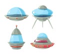 Cartoon alien spaceship, spacecrafts and ufo vector set Royalty Free Stock Photo