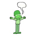 cartoon alien squid face man with speech bubble