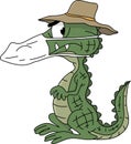 Cartoon Alligator Wearing A Protective Mask Against Corona Virus Vector Illustration