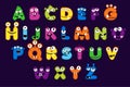 Cartoon alphabet font, MONSTER style. Stock vector typeface for your design and UI Game, funny monster letter set