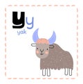 Cartoon Alphabet letter Y for Yak for teaching