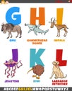 Cartoon alphabet set with animal characters Royalty Free Stock Photo