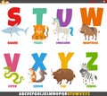 Cartoon alphabet set with animal characters Royalty Free Stock Photo