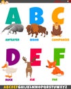 Cartoon alphabet set with animal characters Royalty Free Stock Photo