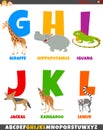 Cartoon alphabet set with comic animal characters Royalty Free Stock Photo