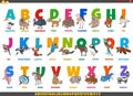 Cartoon alphabet set with funny animal characters Royalty Free Stock Photo