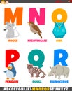 Cartoon alphabet set with funny animal characters Royalty Free Stock Photo