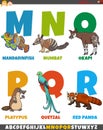 Cartoon alphabet set with funny animal characters Royalty Free Stock Photo