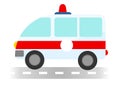 Cartoon ambulance car on white background Royalty Free Stock Photo