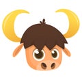 Cartoon american bull buffalo, ox, bison head icon, isolated on white background. Colorful book page for kids and children. Royalty Free Stock Photo