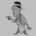 Cartoon american indian sternly points his finger to the side Royalty Free Stock Photo